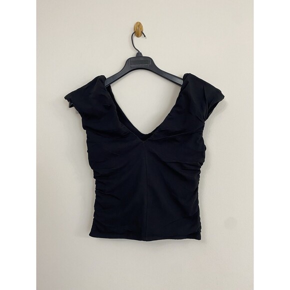 J. Crew J.Crew Ruched V Neck Top Shirt Stretch Cotton Blend NWT Size S Small - Picture 8 of 8